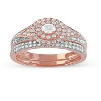Имперски 14к Розово злато 1к ТДВ диамант овална форма двойно ореол булчински комплект