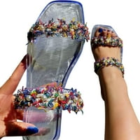 Долна мода жени и перлен плаж пролет лято Rhinestone плоски чехли обувки размер голям женски чехъл