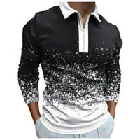 Поло ризи за мъже модни разхлабени лапета цип 3D цифров печат с дълъг ръкав топ риза мъже ризи мода