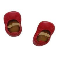 Bellella Baby Girls Crib Shoes Slip on Flats Cubber Soft Sole Loafers Неплъзгащи се първа проходилка обувка Небрежно парти червено 12- месеца