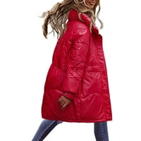 Зимни палта за жени памук с дълъг ръкав Небрежна модна ярка кожа Стойте яка с дебело яке от памучни палта