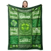 Сейнт Патрикс Ден хвърляне на одеяло детелини и шамари дизайн на мек фланел одеяло зелено гном листови одеяла одеяла легло диван юрган