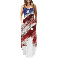 Рокля от 4 юли жени ежедневни монтирани летни рокли звездни печат рокля женска американска флаг летна рокля