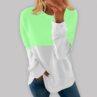 Двоен цвят кръгла шия с дълъг ръкав Големия женски най -добър зимен нова пуловерна отпечатана тениска