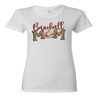 Бейзбол Мама Текстил колаж спортни дамски Графичен тениска, бял, ХХ-голям