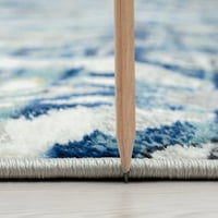 Традиционна зона килим флорален син, крем вътрешен бегач лесен за почистване