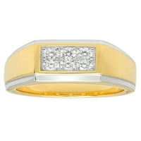 Мъжки симулиран диамантен пръстен в 14к жълто златно покритие . Сребро