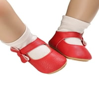 Бебета момичета първа проходилка обувки pu мека неплъзгаща се дъно плоска подметка Mary Jane Princess Shoes 0-12M
