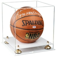 Прозрачен акрилен пълен размер Баскетбол дисплей случай със златни щрангове и бяла основа