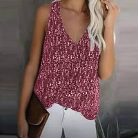 Gotyou Fashion's Fashion Summer Lotch Loze Lessual V-Neck Print Color Leequess Vest Red, 2xl