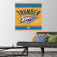 Oklahoma City Thunder - Плакат за стена с лого с дървена магнитна рамка, 22.375 34