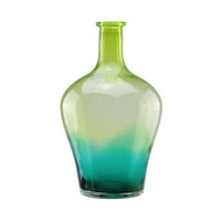 15.5 Шартрьоз зелено и синьо синьо Омбре ръчно издухан балон стъклена ваза