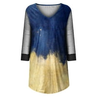 Blueek Fashion Womens Printing Dress Seethrough Mesh Perspection дълъг ръкав v рокли за шия