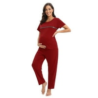 Xmarks Женски пижами за майчинство за болнични къси ръкави от Raglan и дълъг панталон за бременност Кърмене за спално облекло