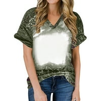 Реколта избелени тениска за жени Смешни графични тениски ежедневни къс ръкав в врата тениска ваканционни върхове блузи