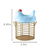Съхранение на яйца bo clearancecolorful дизайнерски яйца кошница керамична пилешка форма, кръгла телена кошница отдолу и дръжка