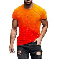 Мъжки летни върхове Модна отпечатана тениска с къси ръкави блуза кръгла врата Небрежни върхове оранжево 18