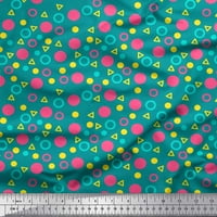 Soimoi Poly Georgette Fabric Circle, Dot & Triangle Geometric Decor Fabric Printed Yard Wide
