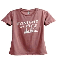 Тази вечер летим за женската модна спокойна тениска тениска Хедър Сива среда