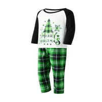 Съответстващи семейни пижами задава коледни pj xmas tree letter print print top and plaid pants jammies sleepwear