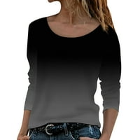 Koaiezne върхове за жени модерни жени с дълъг ръкав пуловер Топ градиент модна ежедневна тениска на врата на екипажа