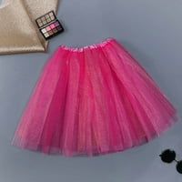 Дамска модна пайлет еластична слоеста къса пола възрастен туту танцуваща пола горещо розово с един размер