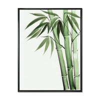 Дизайнарт' палмов бамбук детайл върху бяло ' традиционна рамка платно за стена арт принт