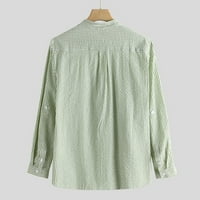 Мъжки ризи Pgeraug Leisure Linen Long Lleants T-топ блуза поло ризи за мъже Зелени XL