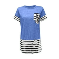 Lopecy-Sta Разчистване на продажбите с къси ръкави ризи за жени блузи за жени, облечени ежедневни женски отпечатани дантелени суспендара секси топ синьо