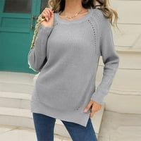 TOSMY дамски пуловери жена модна ежедневна пуловер пуловер с дълъг ръкав с врата кухта плетец горен пуловер за жени