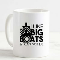 Чаша за кафе харесвам големи лодки не мога да лъжа кораб Смешно морска бяла чаша забавни подаръци за работа Офис него тя
