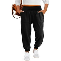 Предни разхлабени ежедневни панталони за джогинг панталони за дами жени с висока талия със суитчъри за торбички за харема панталони за дами S-2XL