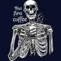 Хелоуин скелет пие кафе. Но първото кафе юноши тъмносин графичен тройник - дизайн от хора l