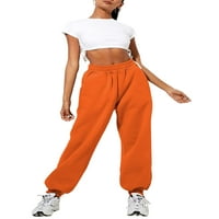 Lumento дамски джогинг панталони с джобове панталони солидни цветове суитчъри удобни дъна с висока талия оранжево l
