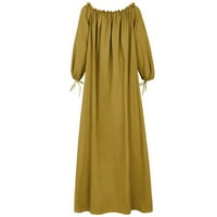 Дамски рокли Clearance Maxi Sleeve Loose A-Line Printed Едно рамо лятна рокля Жълта m
