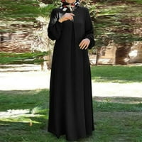 Baberdicy ежедневна рокля жени бохемска полка точка рокля с дълги ръкави молитвени дрехи черни l4