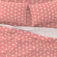 памучни чаршафи, King Set - Pink Beige Peach Star Ikat Midcentury Modern Retro Vintage Perth Custom спално бельо от Spoonflower