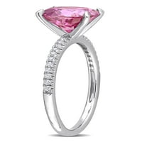 2-Каратов Т. Г. в. овално изрязан розов и кръгло изрязан бял създаден моасанит Сребърен класически Сватбен годежен пръстен
