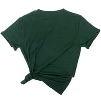 Дамска мода цвете печат о-врата къса тениска хлабав блуза отгоре на продажба л зелено