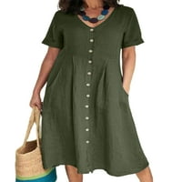 Sanviglor Lady Summer Beach Sundress с къс ръкав дълъг рокля масивен цвят макси рокли Бохемска партия армия зелено l