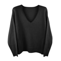 Пуловери за жени Дамски Пуловер в-врата Удобни Дълъг ръкав леки ежедневни