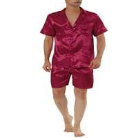 Уникални изгодни мъжки летни сатенена пижама комплекти с къс ръкав спално облекло
