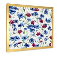 Дизайнарт' червени и сини диви цветя ' традиционна рамка Арт Принт