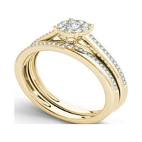 Карат Т. в. диамант 10кт жълт златен клъстер годежен пръстен комплект