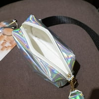 Малка телефонна чанта лазерна бонбона цветна буква над рамото жени пратеник чанта чанта корейски стил чанта квадратна чанта черно