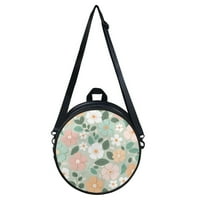 Цветя и растения Женска кожена кожена чанта с регулируема чанта за рамо на чантата кръг кръстосана чанта чанта за момичета