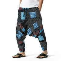 BadyMincsl панталони за мъжки клирънс Мъжки памук-линеен свободен ежедневен леки еластични панталони в домашни панталони домашни панталони