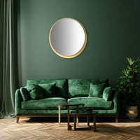 Ембър интериори 22.5 кръгло огледало за стена с модерна метална рамка, злато