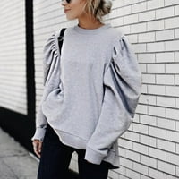 Dqueduo женски върхове модни жени ежедневни солидни разхлабени блузи с дълъг ръкав пуловер