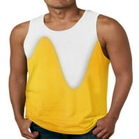 Капрез Мъшките резервоари баварски ризи за мускули Октоберфест Лятна свободна тениска без ръкави без ръкави на дълбок жълт xl